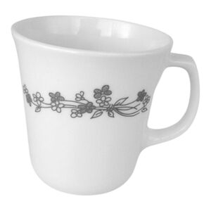 Corelle Corning Ribbon Bouquet Gray Floral 8 Ounce Mug USA